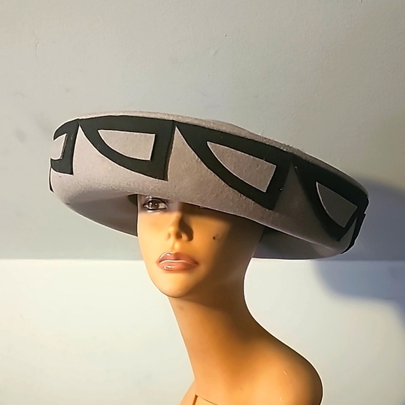 NWOT, Whittall & Shon Designer Hat, Gray/Black, Wool, Round-Up Wide Brim main image 5